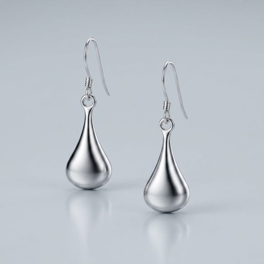 Sterling Silver Long Teardrop Shape Puff Drop Earrings by Avera Group
