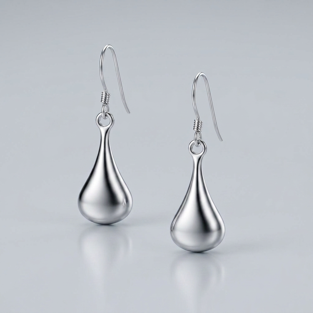 Sterling Silver Long Teardrop Shape Puff Drop Earrings by Avera Group