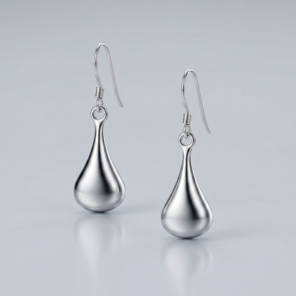 Sterling Silver Long Teardrop Shape Puff Drop Earrings by Avera Group