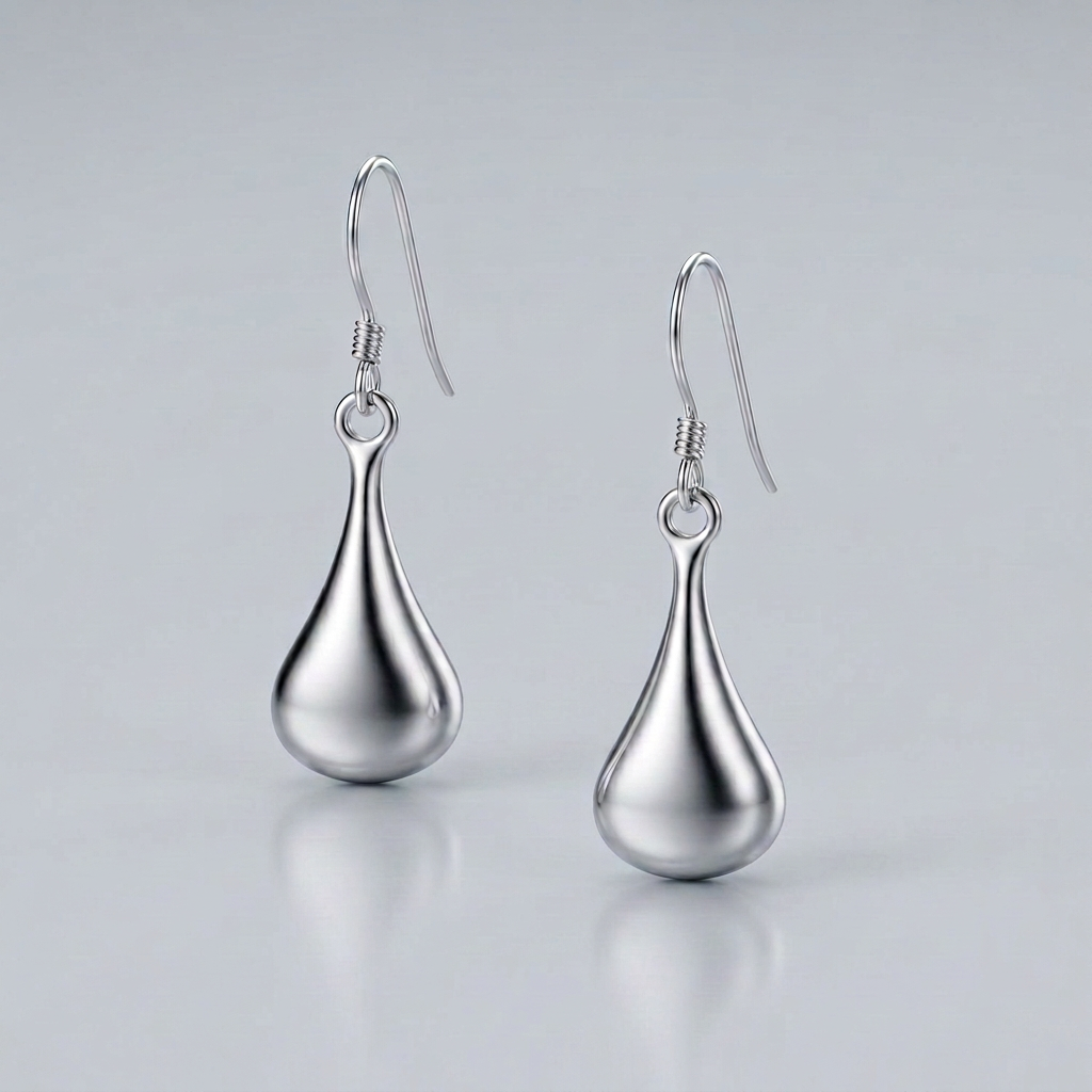 Sterling Silver Long Teardrop Shape Puff Drop Earrings by Avera Group