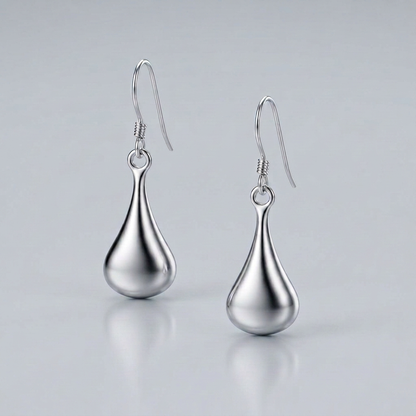 Sterling Silver Long Teardrop Shape Puff Drop Earrings by Avera Group