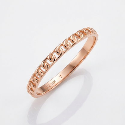 14k rose gold ring with bead texture, size 7, by Avera Group, view 2