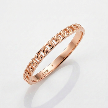 14k rose gold ring with bead texture, size 7, by Avera Group, view 4