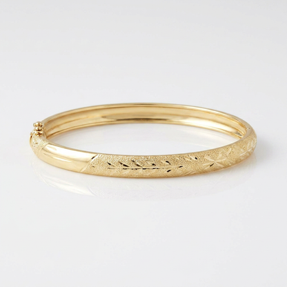 10k Yellow Gold Dome Children's Diamond Cut Florentine Bangle, Avera Group, view 3