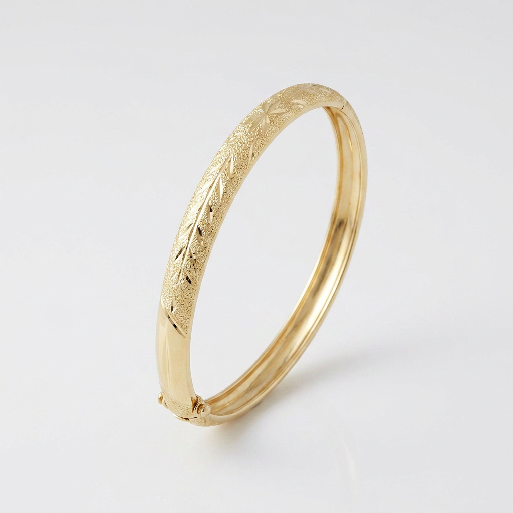 10k Yellow Gold Dome Children's Diamond Cut Florentine Bangle, Avera Group, view 4
