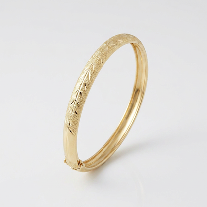 10k Yellow Gold Dome Children's Diamond Cut Florentine Bangle, Avera Group, view 4
