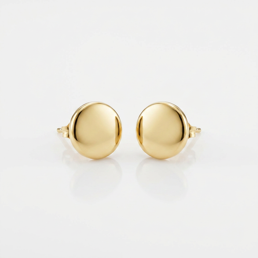 14k yellow gold polished round post earrings, Avera Group, view 2