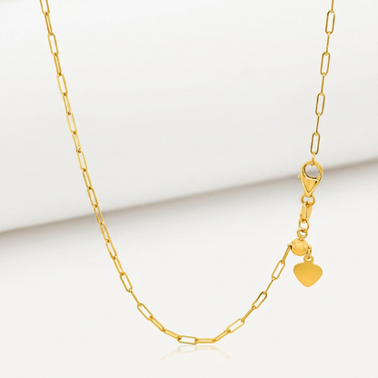 14k yellow gold adjustable paperclip chain 1.5mm, Avera Group, view 2