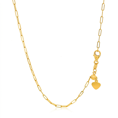 14k yellow gold adjustable paperclip chain 1.5mm, Avera Group, view 3