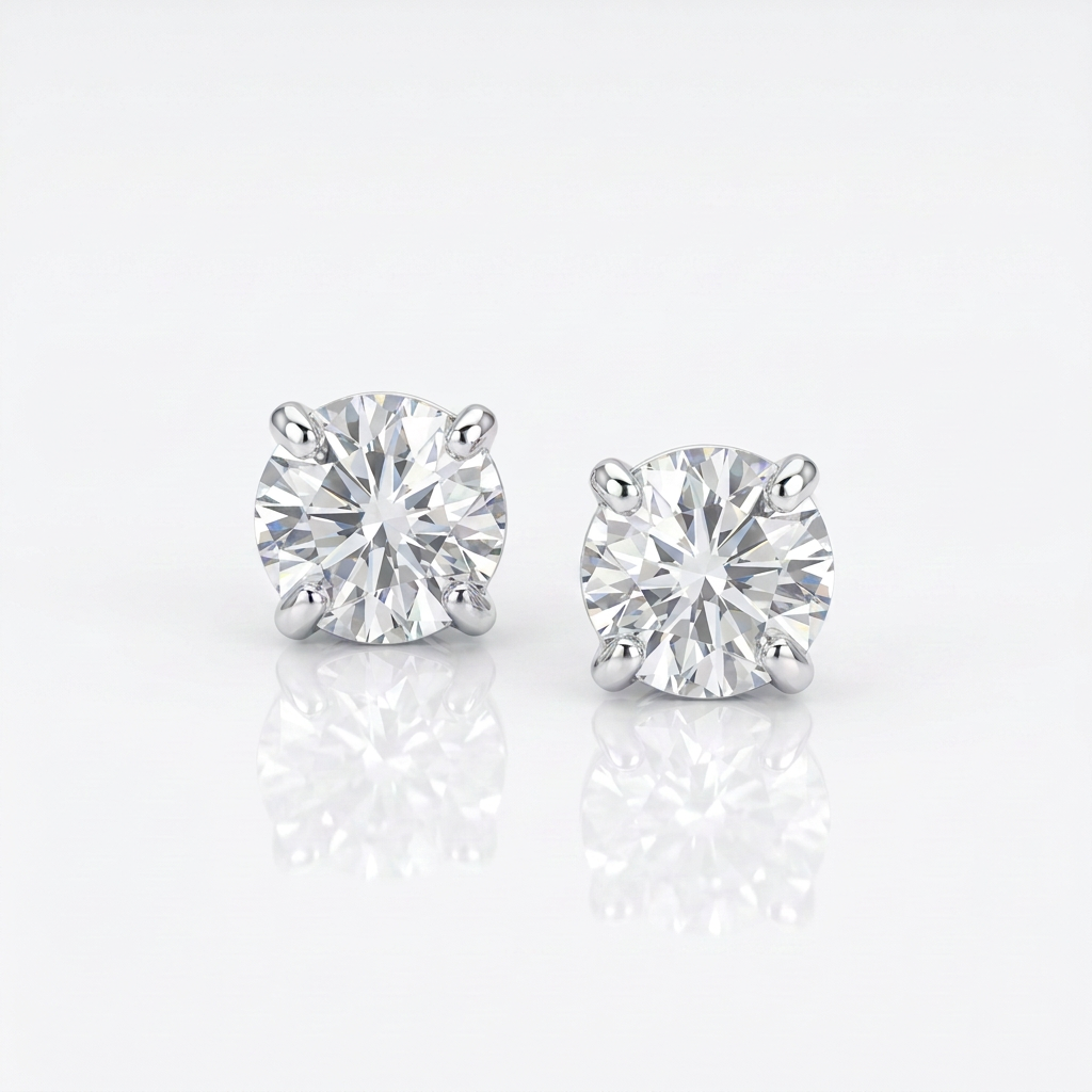 Sterling Silver 8.0mm Round CZ Stud Earrings by Avera Group