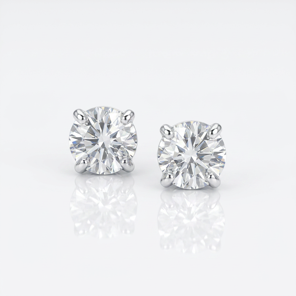 Sterling Silver 8.0mm Round CZ Stud Earrings by Avera Group