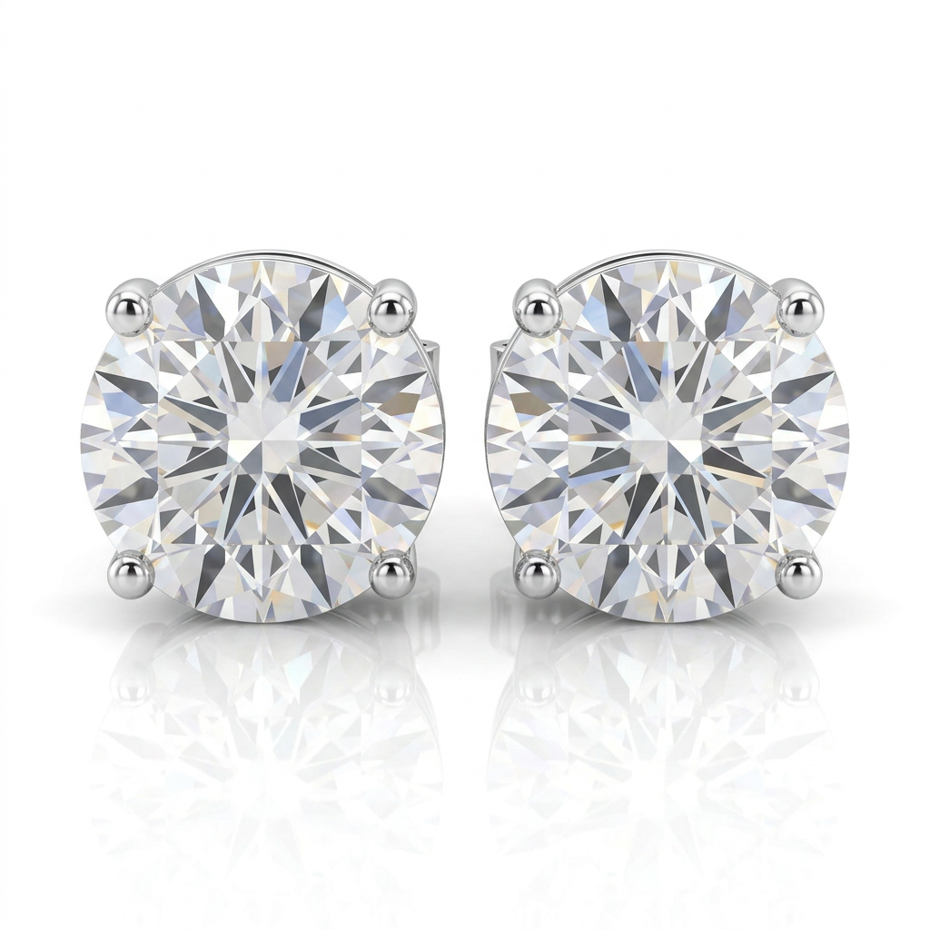 Sterling Silver 8.0mm Round CZ Stud Earrings by Avera Group