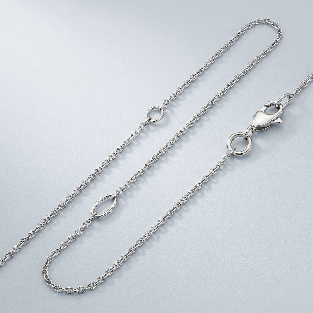 Double Extendable Cable Chain in 14k White Gold (1.2mm) by Avera Group