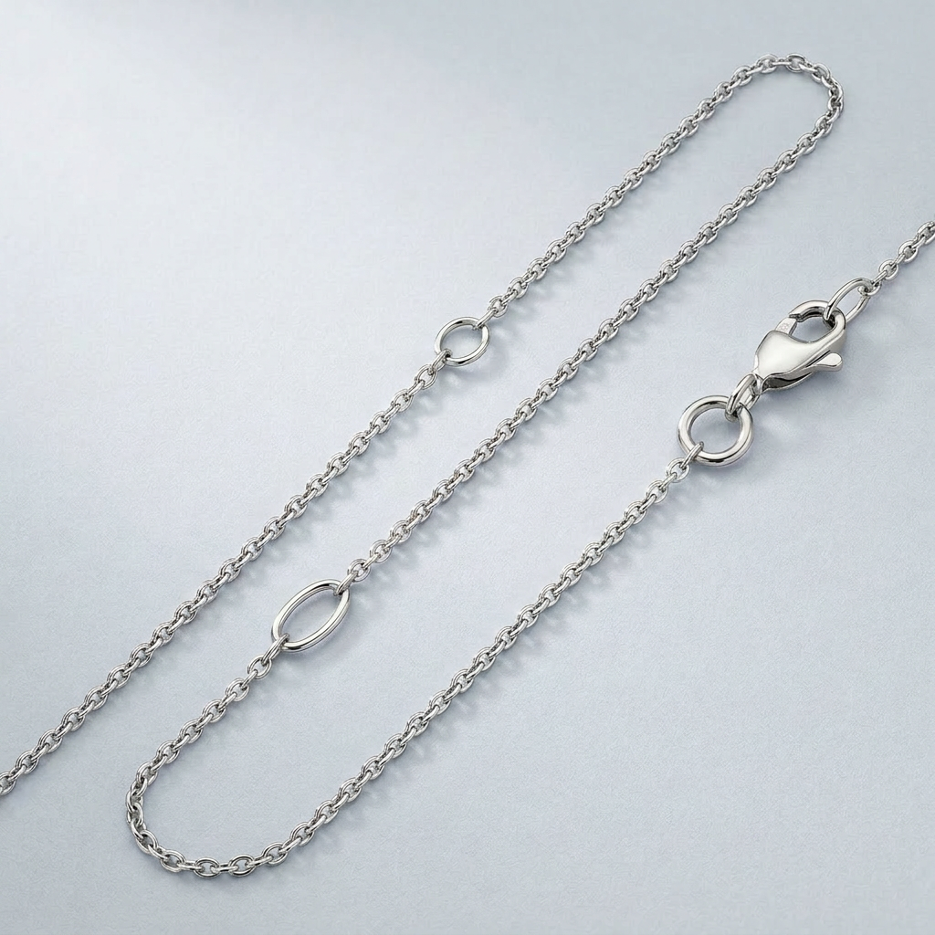 Double Extendable Cable Chain in 14k White Gold (1.2mm) by Avera Group