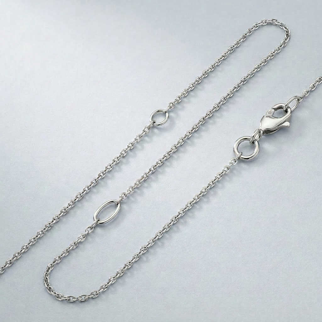 Double Extendable Cable Chain in 14k White Gold (1.2mm) by Avera Group