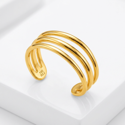14k yellow gold three bar toe ring, Avera Group, view 2