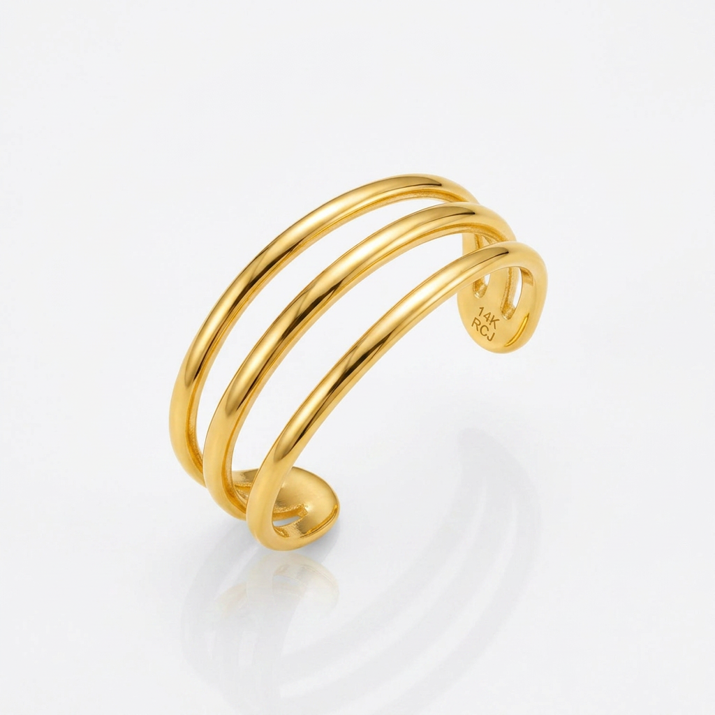 14k yellow gold three bar toe ring, Avera Group, view 4