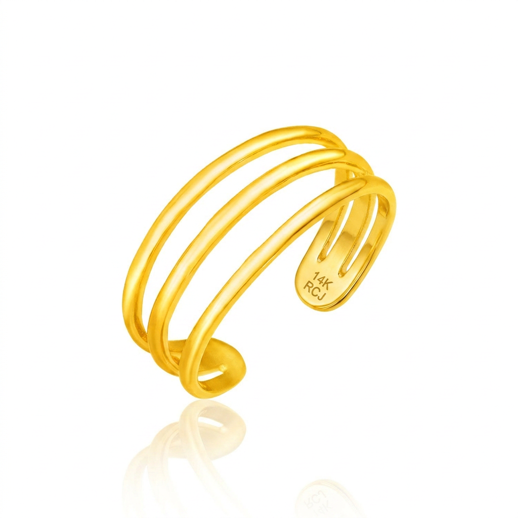 14k yellow gold three bar toe ring, Avera Group, view 3