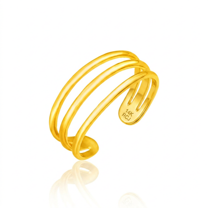 14k yellow gold three bar toe ring, Avera Group, view 3