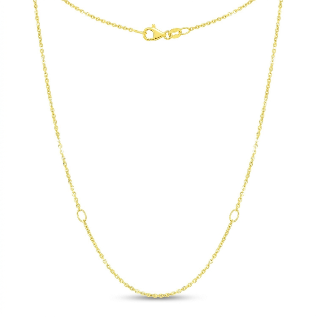 Double Extendable Diamond Cut Cable Chain in 14k Yellow Gold (1.4mm) by Avera Group