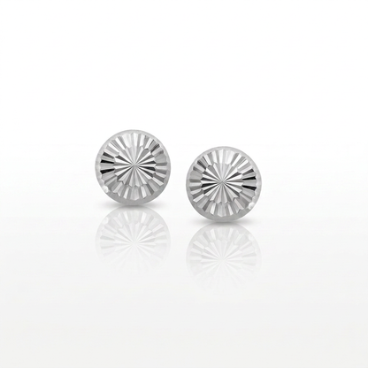 14k white gold textured flat stud earrings by Avera Group, view 3