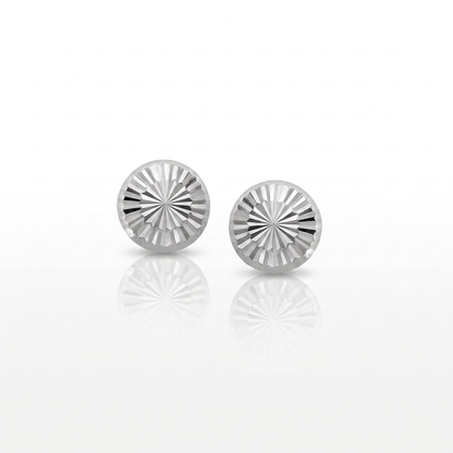 14k white gold textured flat stud earrings by Avera Group, view 4