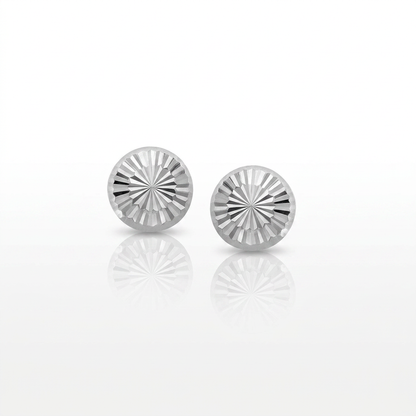 14k white gold textured flat stud earrings by Avera Group, view 2