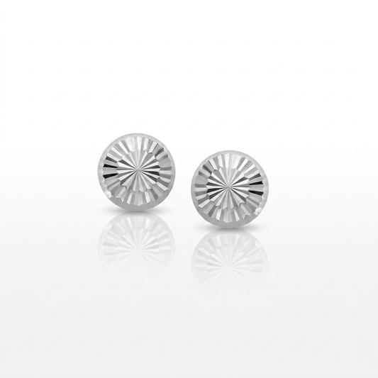 14k white gold textured flat stud earrings by Avera Group, view 2
