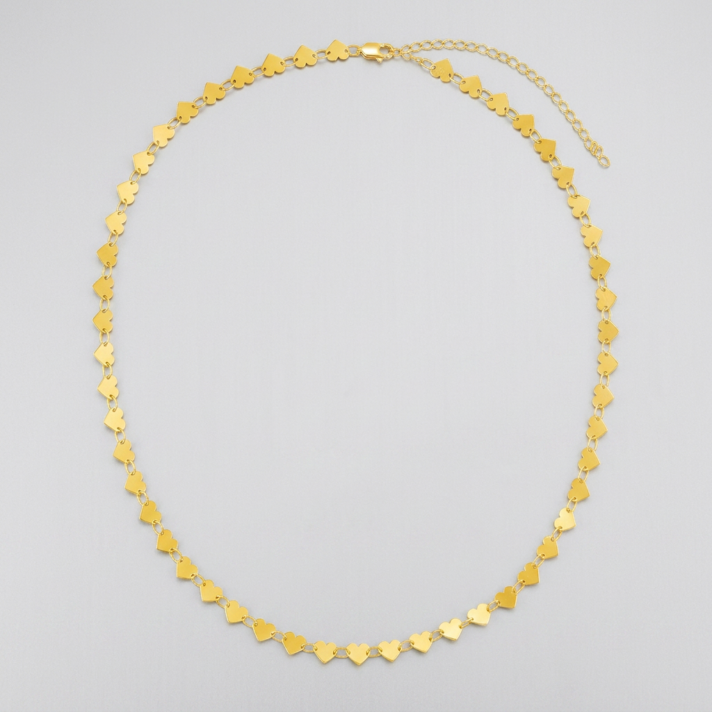 14k yellow gold mirrored heart chain necklace, Avera Group, view 2