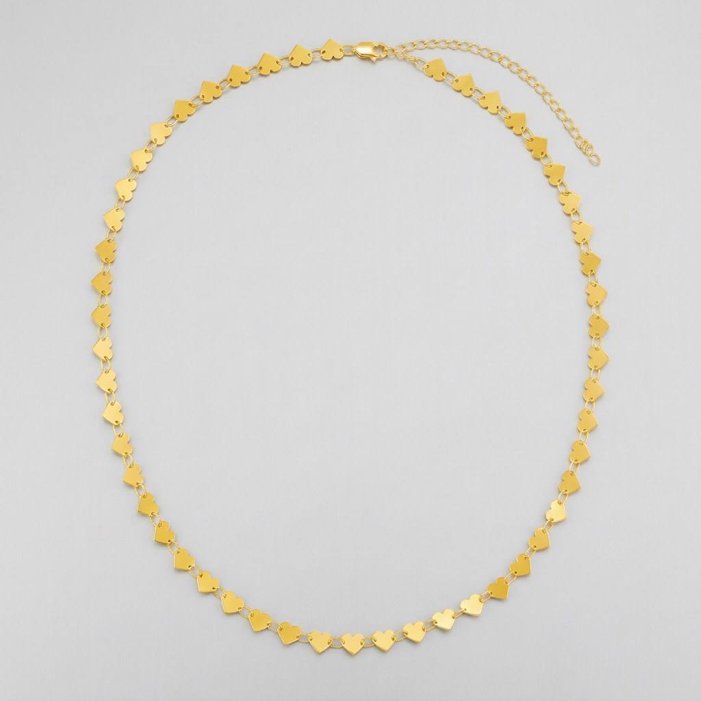 14k yellow gold mirrored heart chain necklace, Avera Group, view 3