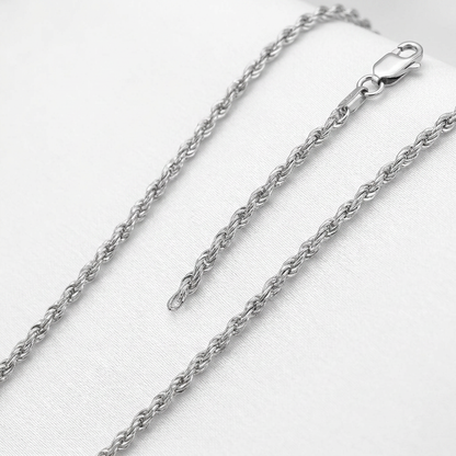 14k white gold light rope chain, 1.5mm, Avera Group, view 2