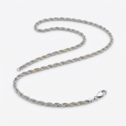 14k white gold light rope chain, 1.5mm, Avera Group, view 4