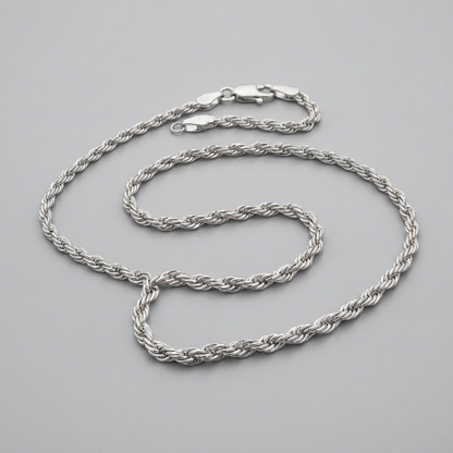 14k white gold light rope chain, 1.5mm, Avera Group, view 3