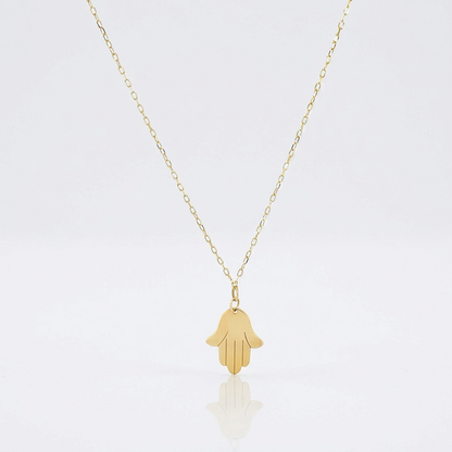 14k yellow gold Hand of Hamsa necklace by Avera Group, view 2