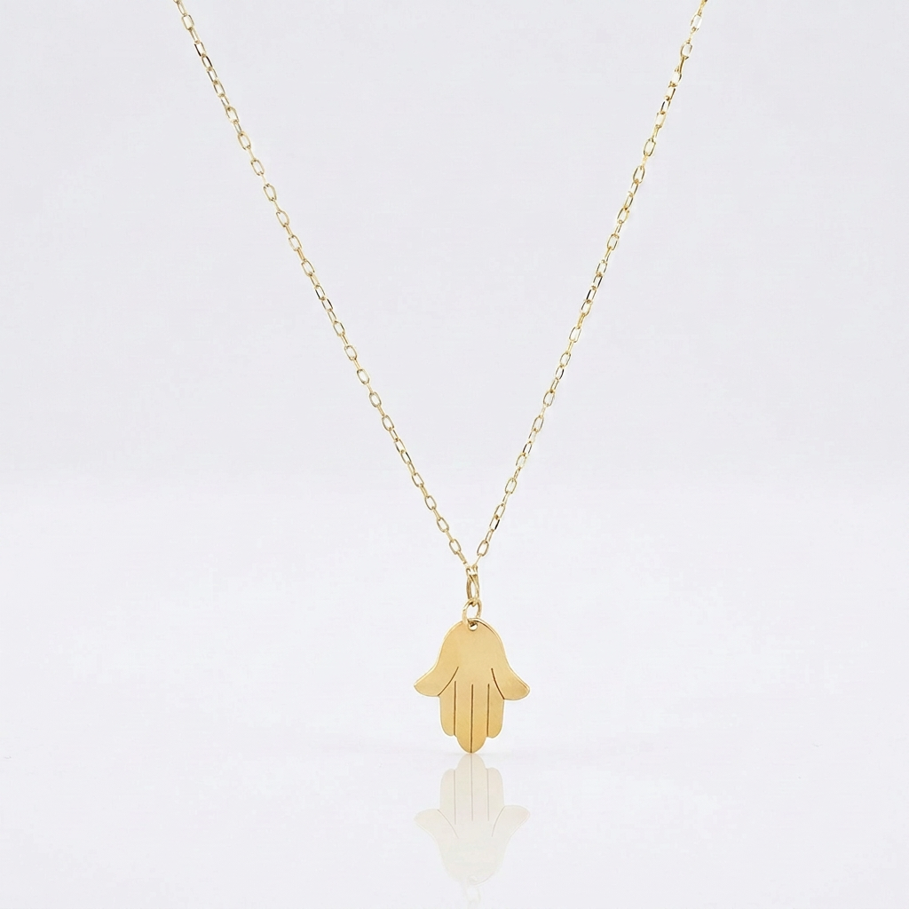 14k yellow gold Hand of Hamsa necklace by Avera Group, view 3