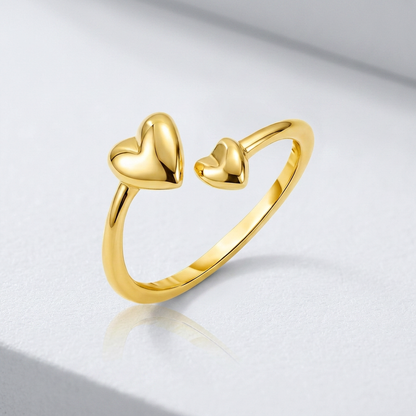 14k yellow gold bypass style toe ring with polished hearts, Avera Group, view 3