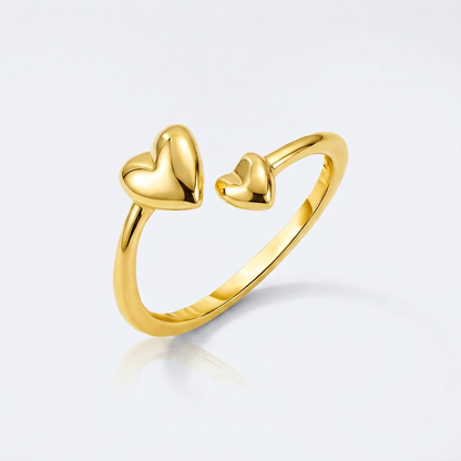 14k yellow gold bypass style toe ring with polished hearts, Avera Group, view 4
