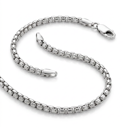 4.4 mm rhodium plated sterling silver round box chain, Avera Group, view 3