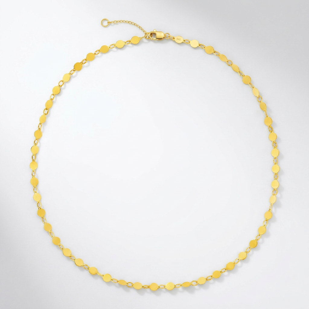 14k yellow gold necklace with polished circles, Avera Group, view 3