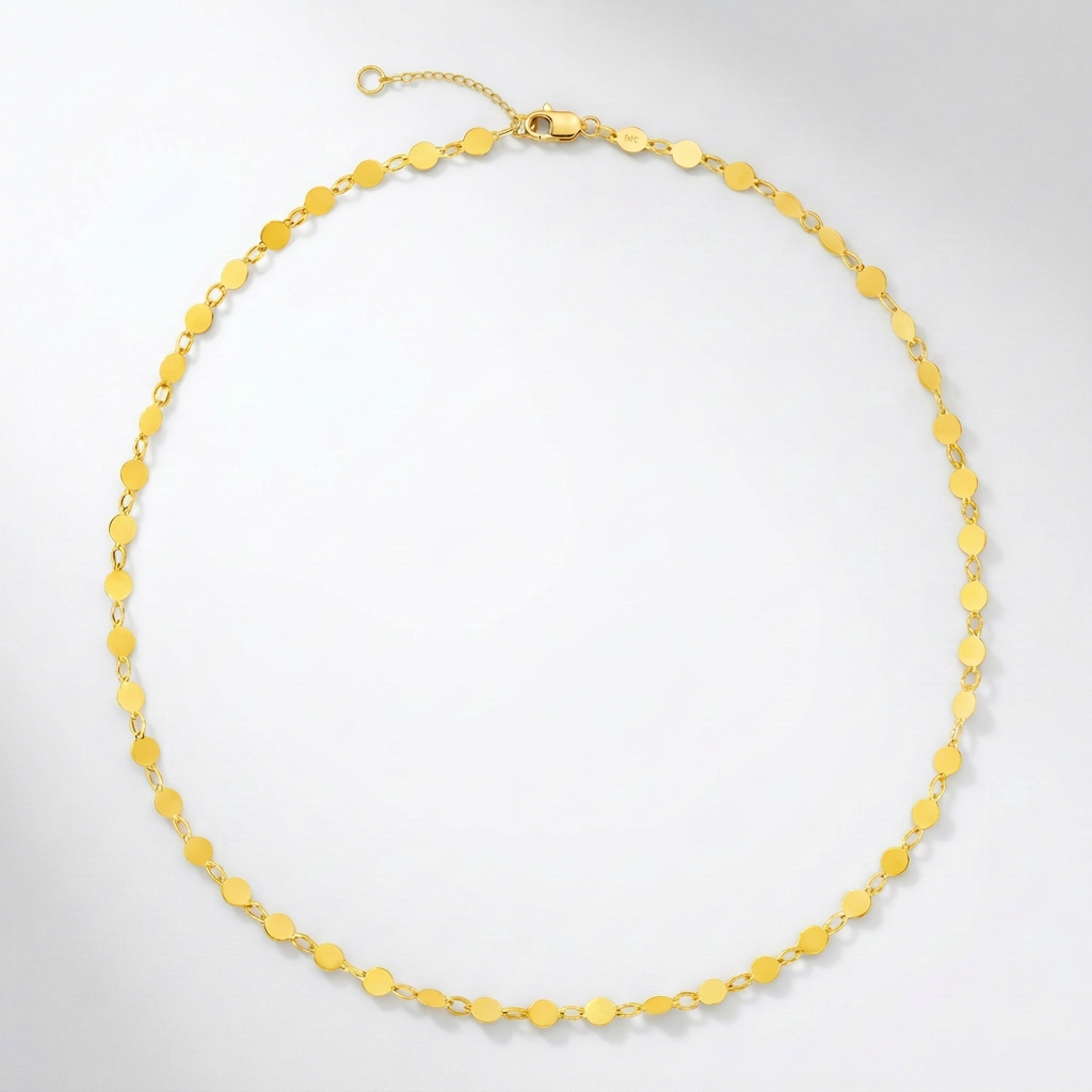 14k yellow gold necklace with polished circles, Avera Group, view 4