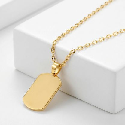 14k yellow gold dog tag necklace, Avera Group, view 3