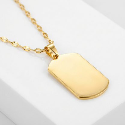 14k yellow gold dog tag necklace, Avera Group, view 2