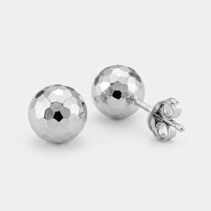 14k white gold faceted ball earrings, Avera Group, view 2