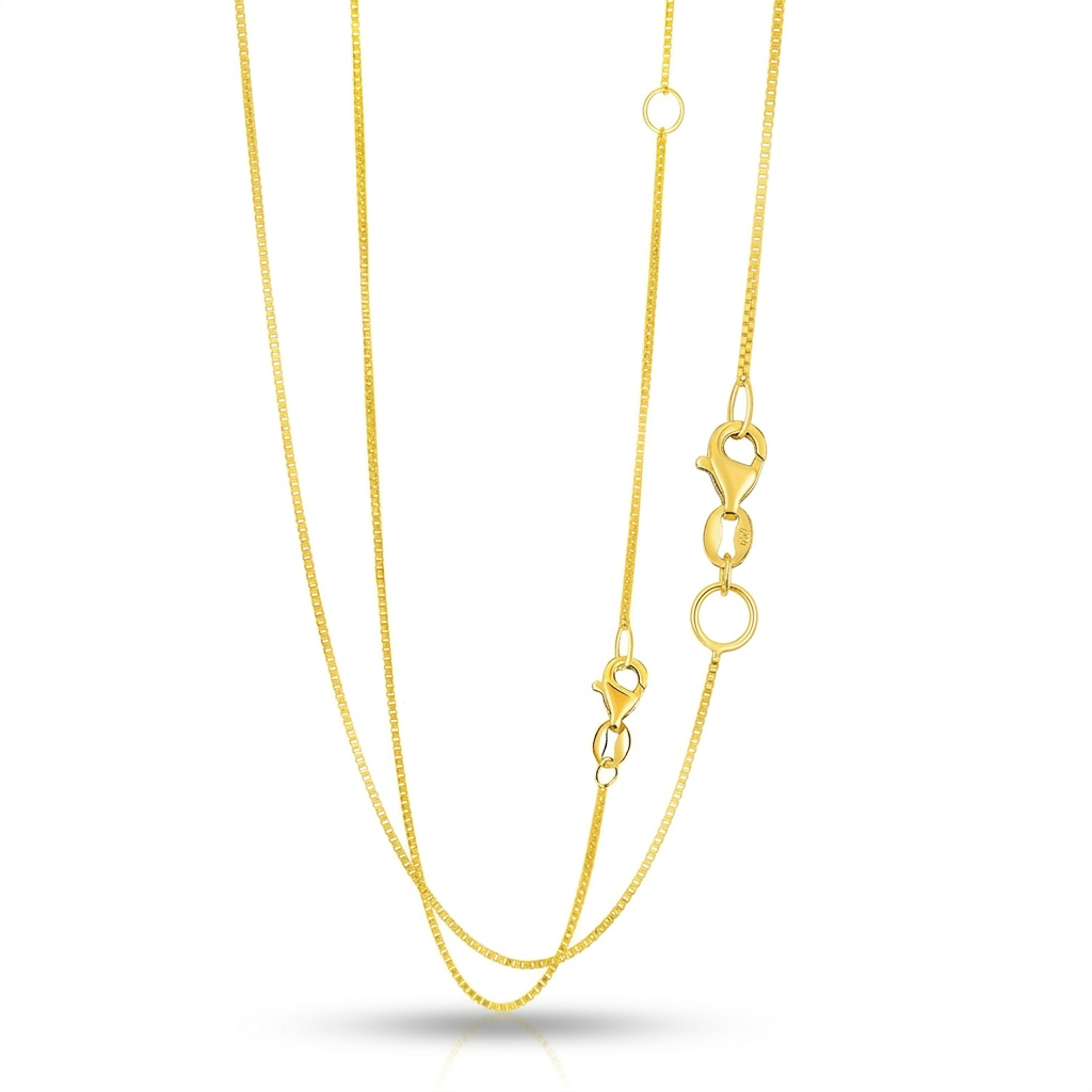 14k yellow gold adjustable box chain 0.8mm, Avera Group, view 2