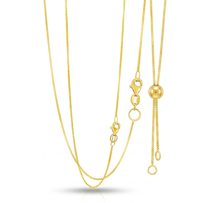 14k yellow gold adjustable box chain 0.8mm, Avera Group, view 3