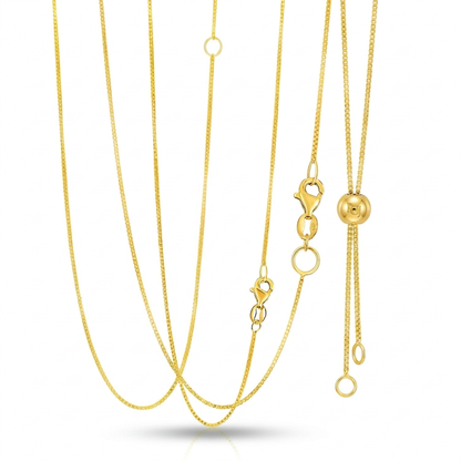 14k yellow gold adjustable box chain 0.8mm, Avera Group, view 4
