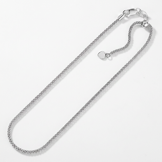 Sterling Silver 0.8mm Adjustable Popcorn Chain by Avera Group