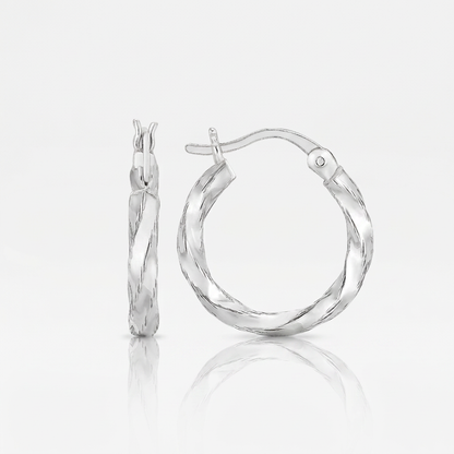 Sterling Silver Polished Twist Design Hoop Earrings by Avera Group