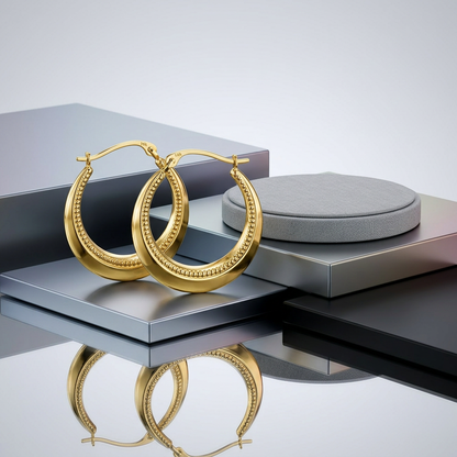 14k yellow gold round rope texture hoop earrings, Avera Group, view 2