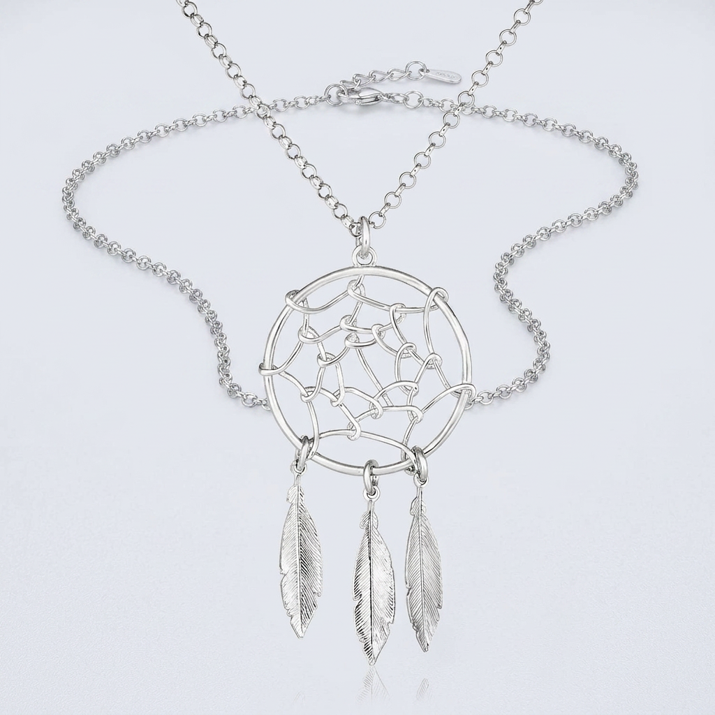 Sterling Silver 17 inch Necklace with Dream Catcher Pendant by Avera Group